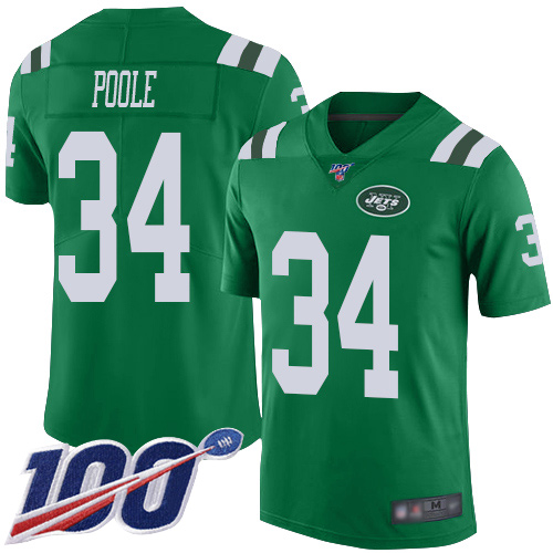New York Jets Limited Green Youth Brian Poole Jersey NFL Football #34 100th Season Rush Vapor Untouchable